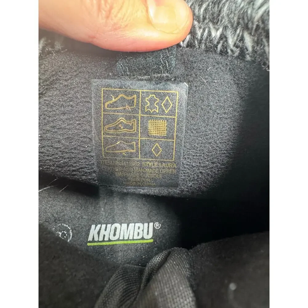 Khombu Boots Women 8M‎ Black Gray Suede Leather Flat Zip Round Toe Winter Travel